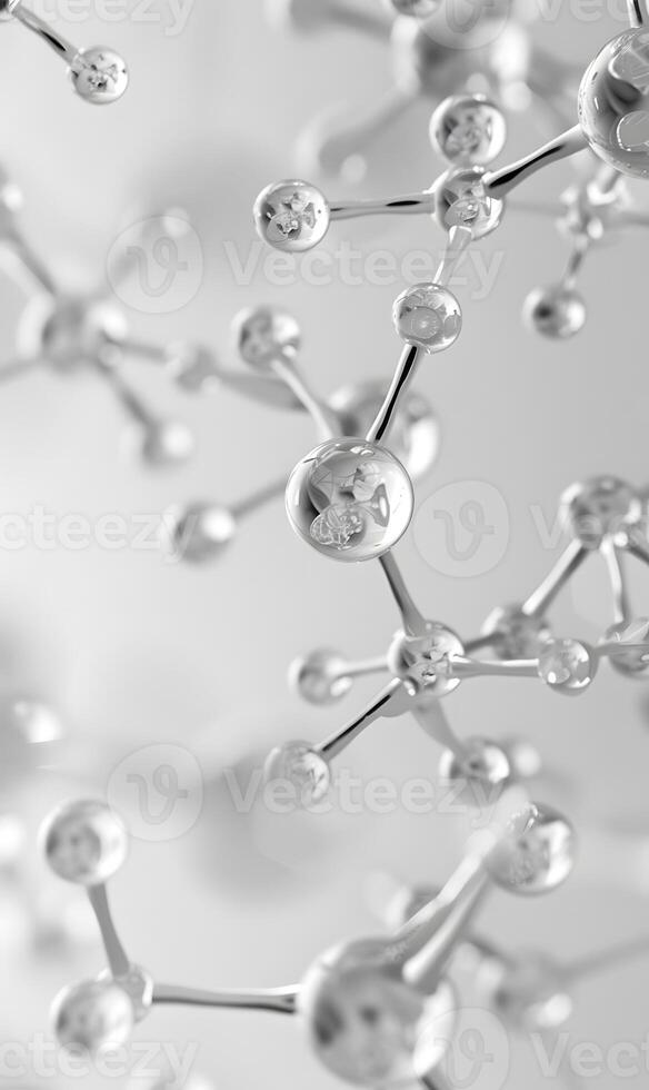 AI Generated Closeup of a molecular structure on white background, close to a water droplet photo