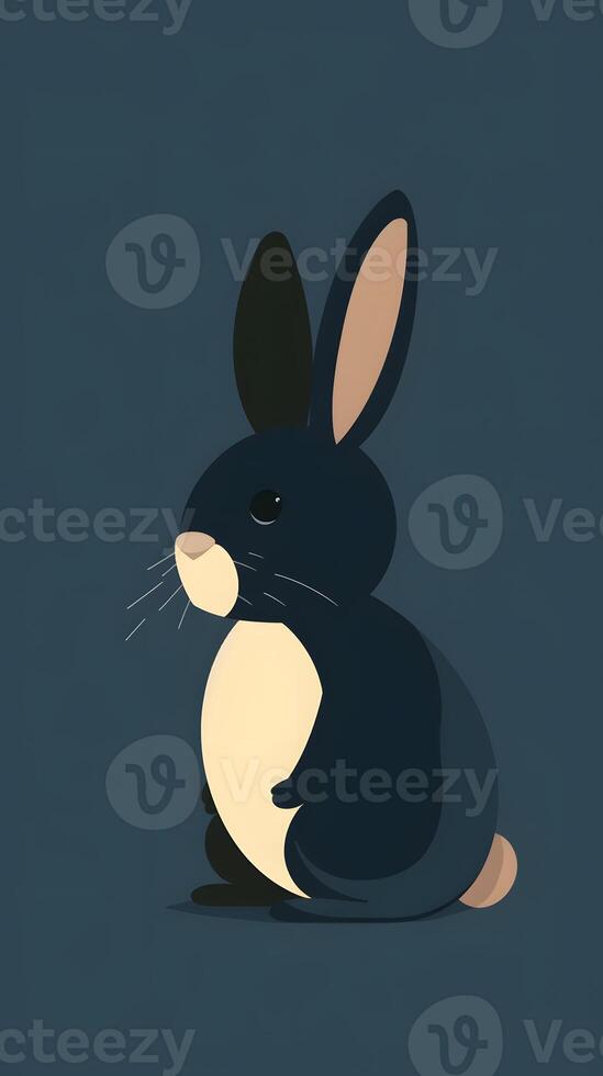 AI Generated Rabbit with a smile sitting on a dark blue background photo