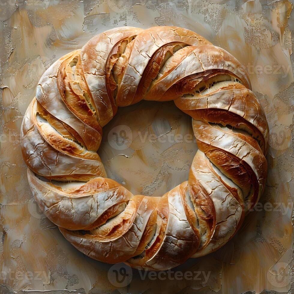 Bread wreath a festive twist on a staple food, perfect for holiday gatherings photo