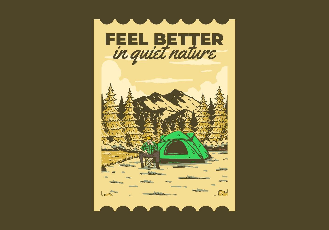 Camping in nature. Vintage outdoor illustration design vector