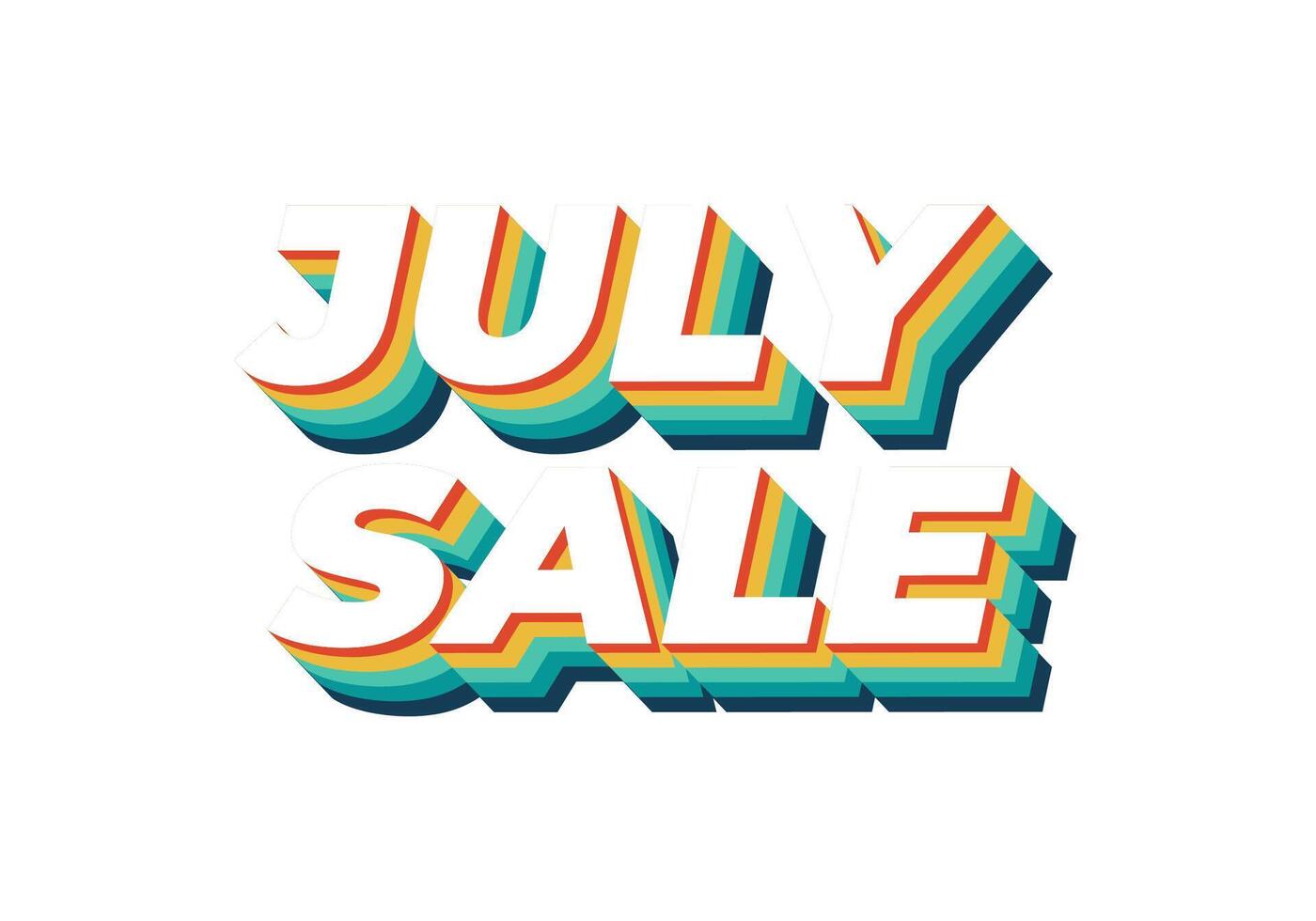 July sale. Text effect in 3 dimension style and eye catching colors vector