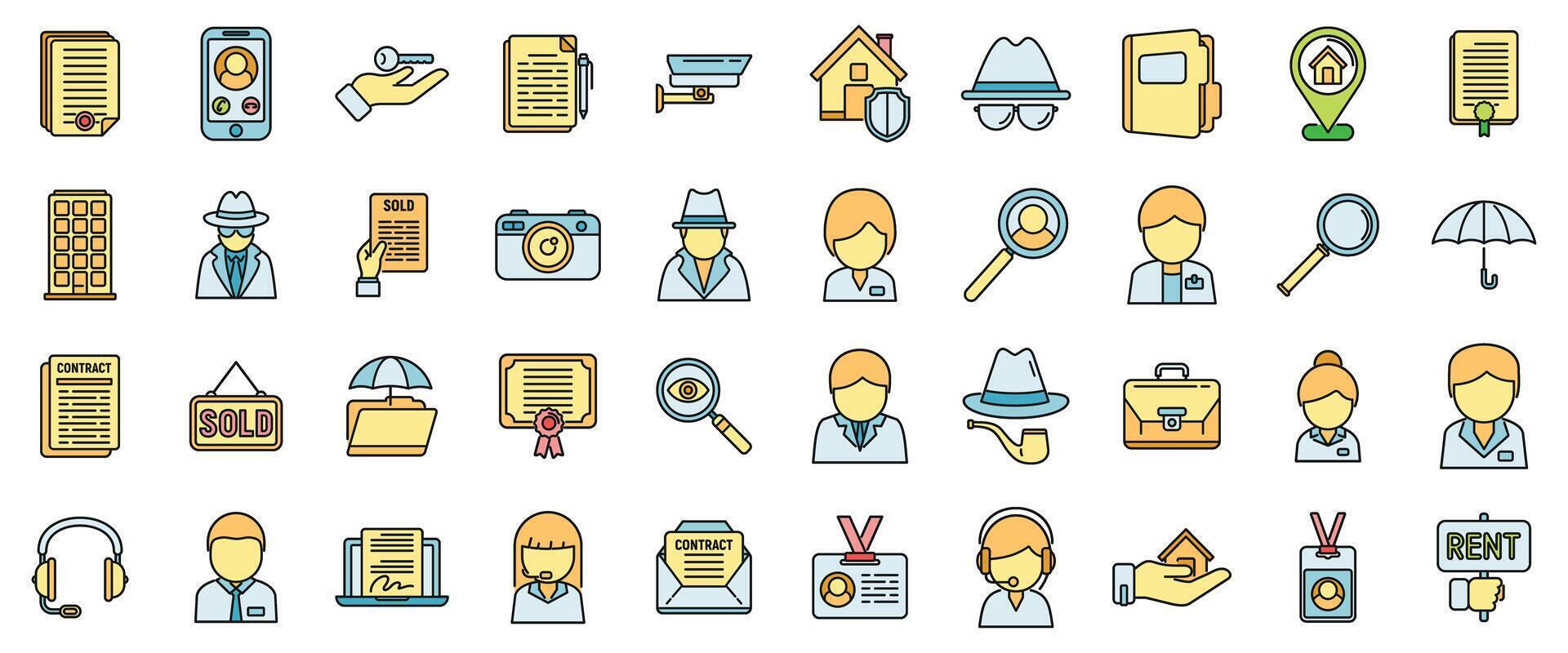 Agent icons set vector color line 42522251 Vector Art at Vecteezy