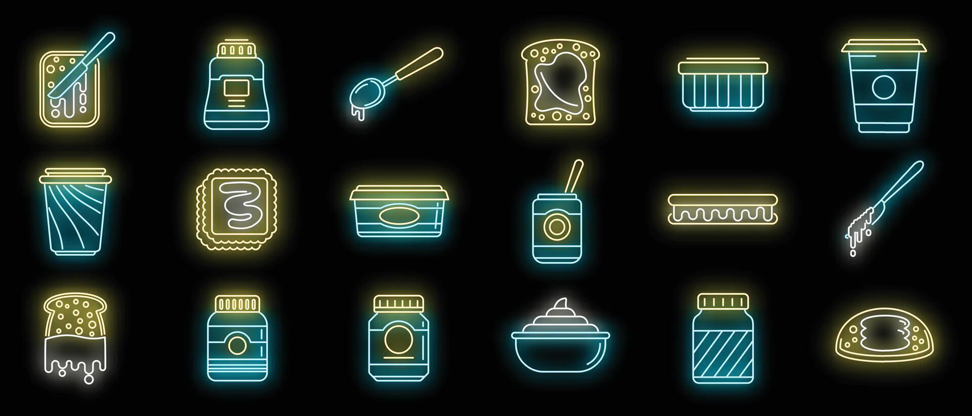 Chocolate paste icons set vector neon