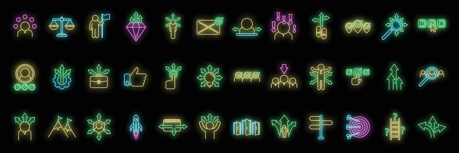 Opportunity icons set vector neon