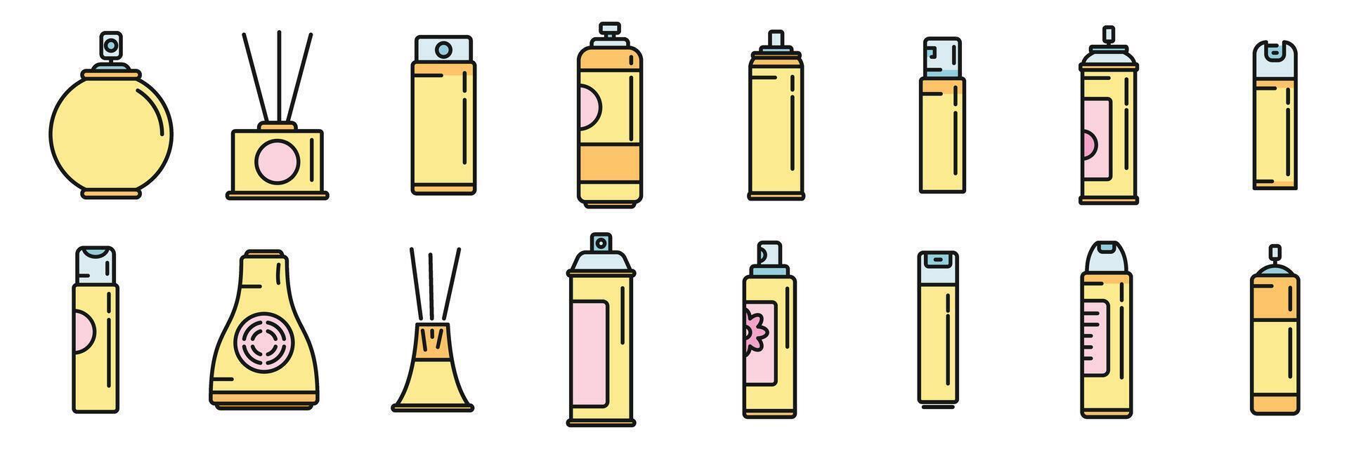 Air freshener icons set vector color line