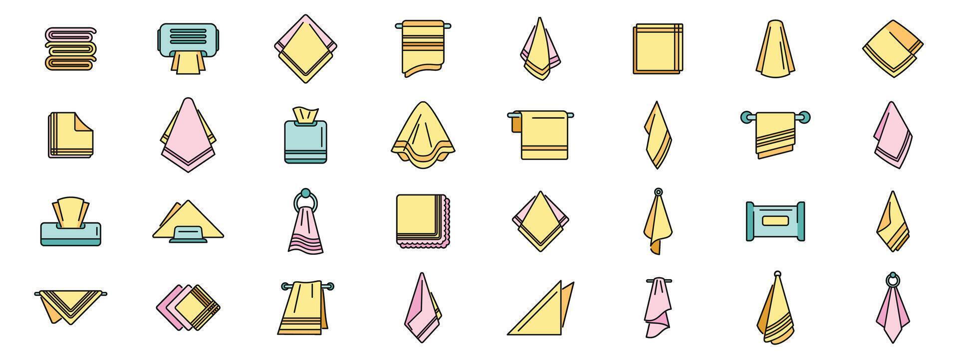 Handkerchief icons set vector color line