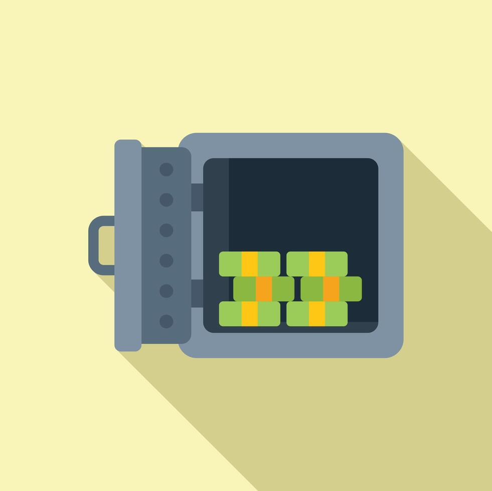 Cash money in secured safe icon flat vector. Key locker vector