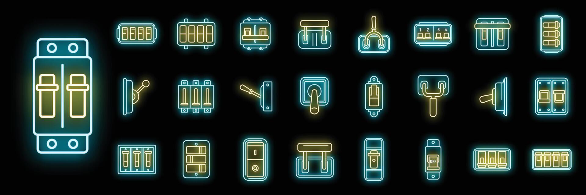 conjunto de iconos de interruptor de interruptor de neón vectorial vector