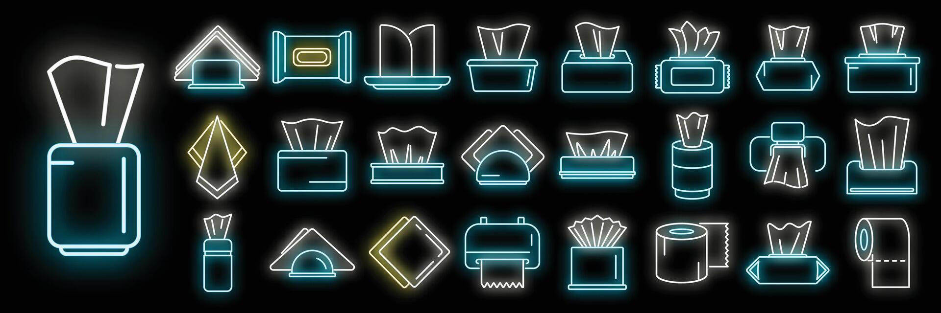 Tissue icons set vector neon