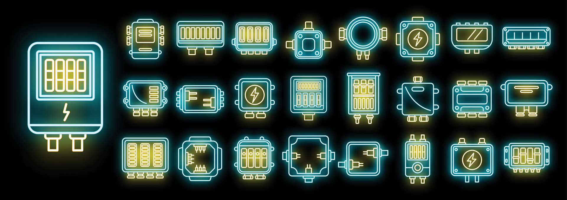 Junction Box Icons Set Vector Neon 42522446 Vector Art At Vecteezy Junction Box Icons Set Vector Neon 42522446 Vector Art At Vecteezy