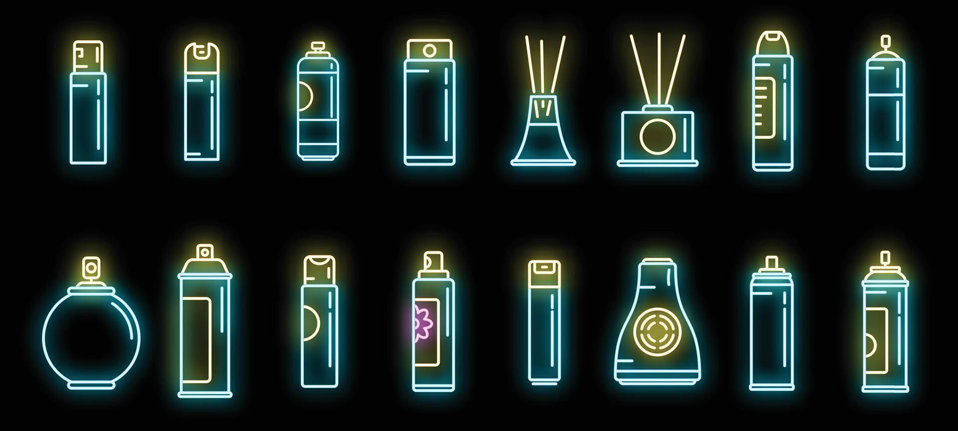 Air freshener icons set vector neon