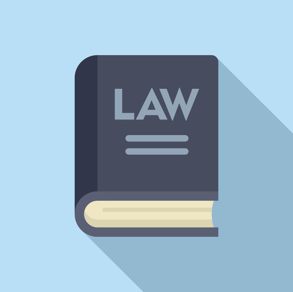 Law book icon flat vector. Regulated products safety vector