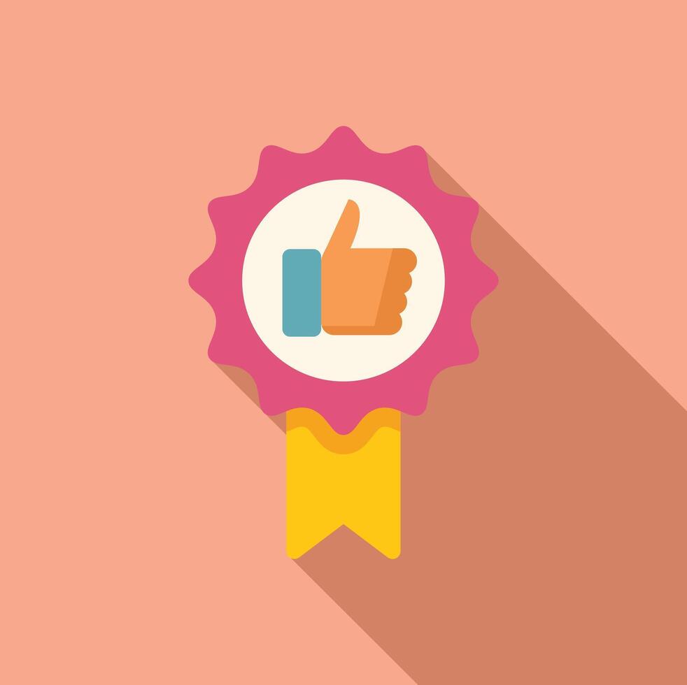 Thumb up best quality icon flat vector. Products control vector