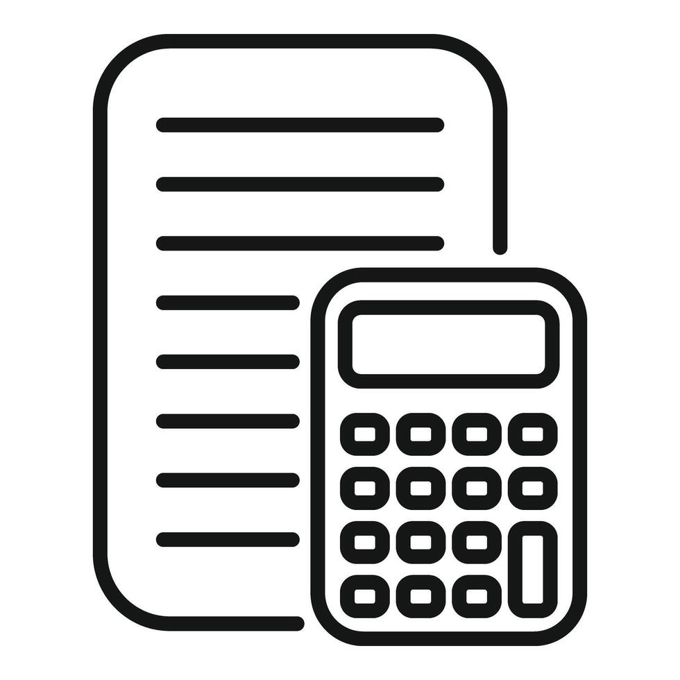 Regulated products control paper icon outline vector. Online calculator vector