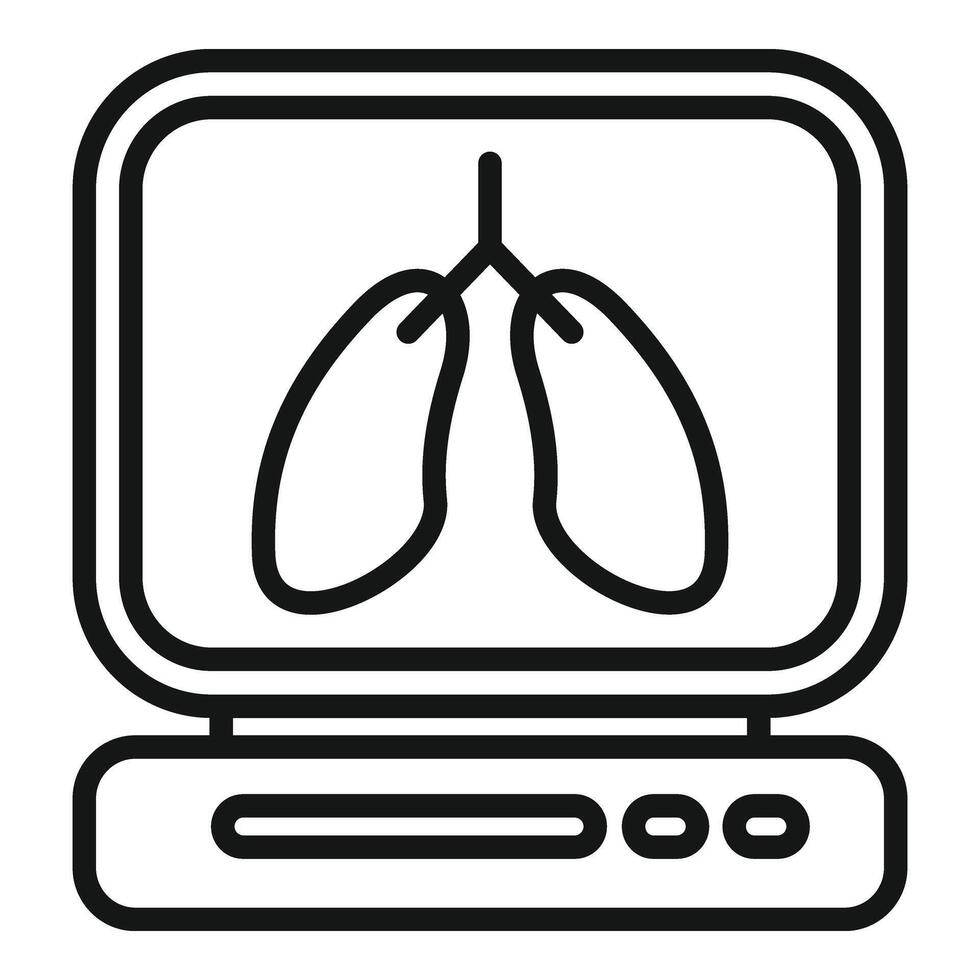 Lungs exam icon outline vector. Xray online image vector