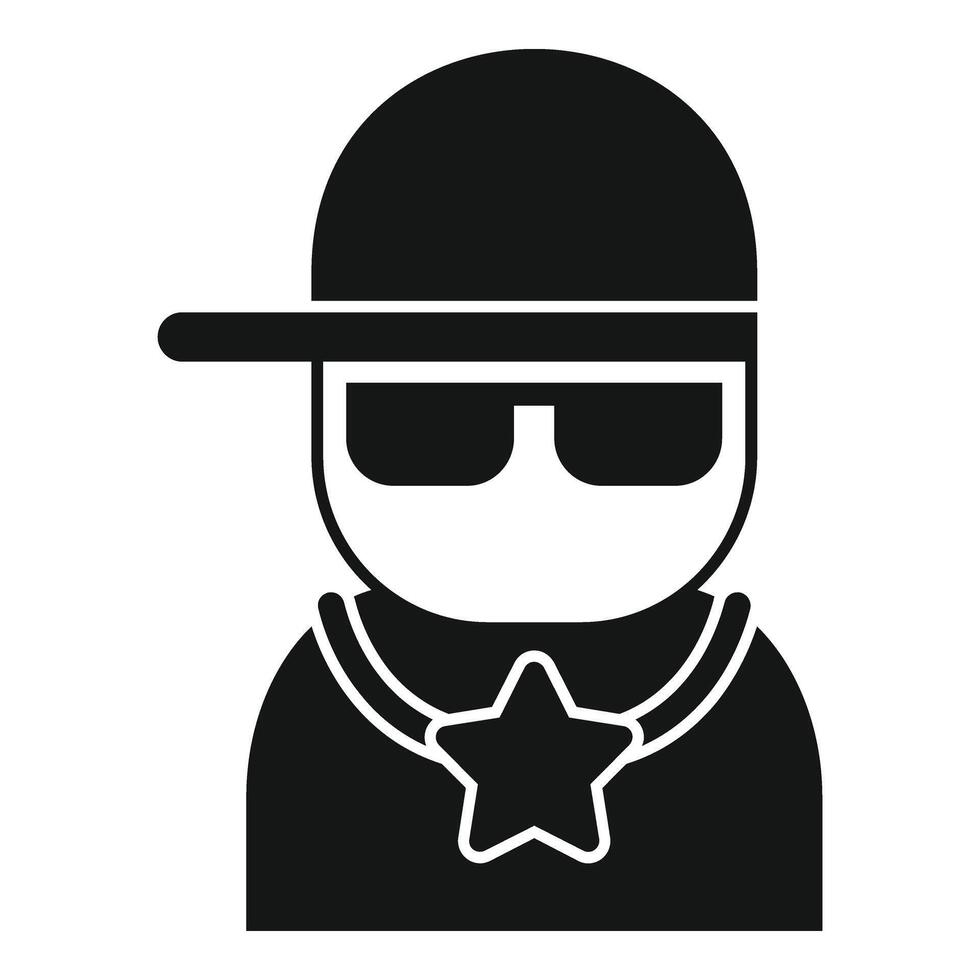 Media content blogger icon simple vector. Avatar with sunglasses and baseball cap vector