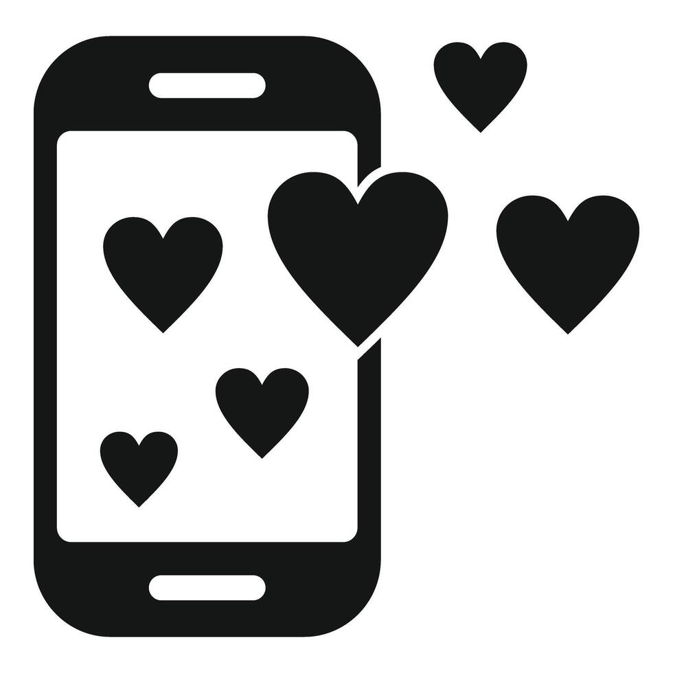 teléfono corazones me gusta icono sencillo vector. hacer clic en en línea contenido vector