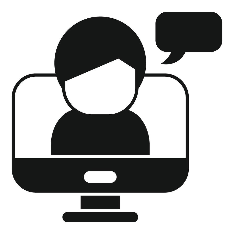 Online computer speech icon simple vector. Influencer message vector