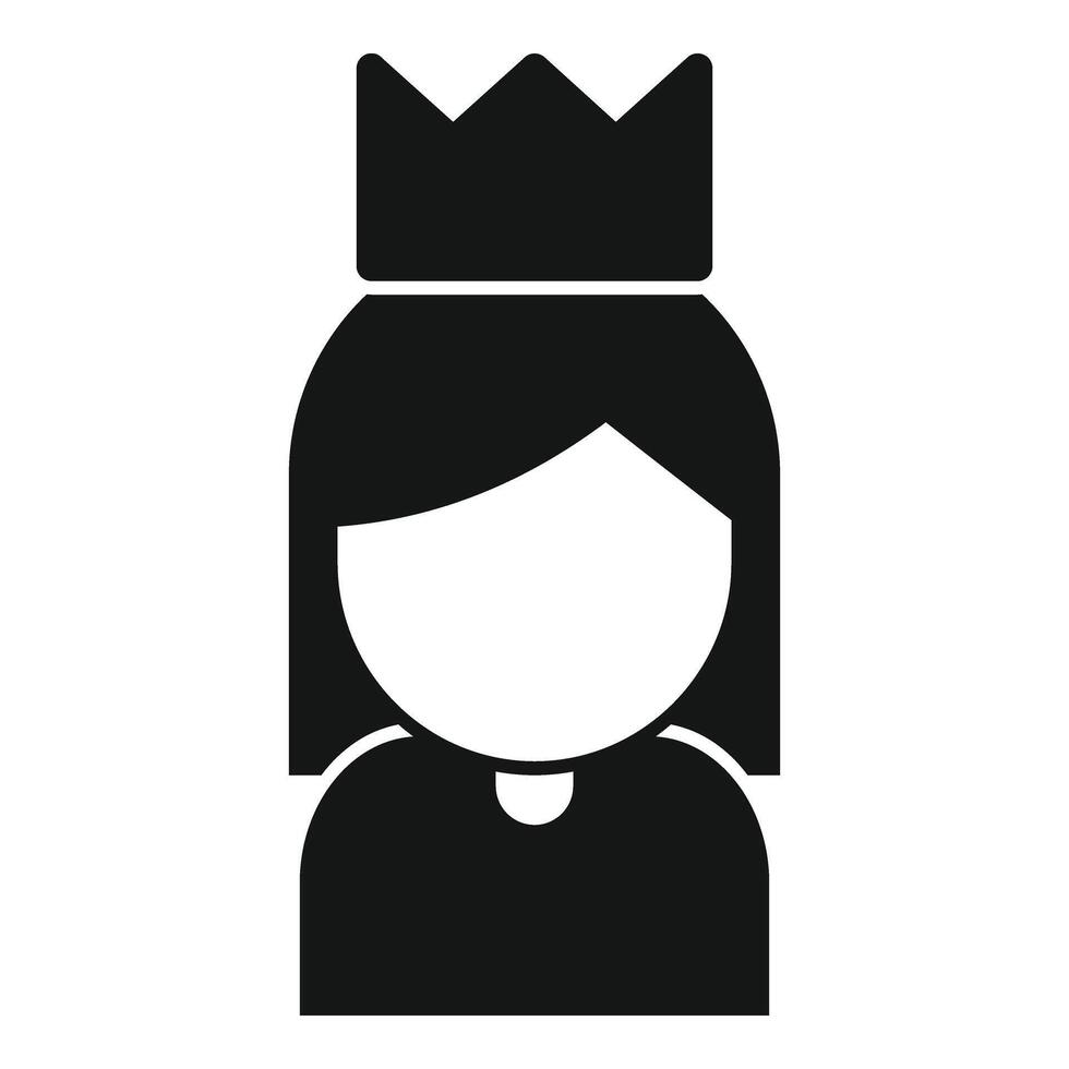 Crown on female head icon simple vector. Cute character vector