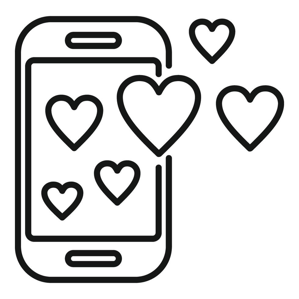 teléfono corazones me gusta icono contorno vector. hacer clic en en línea contenido vector