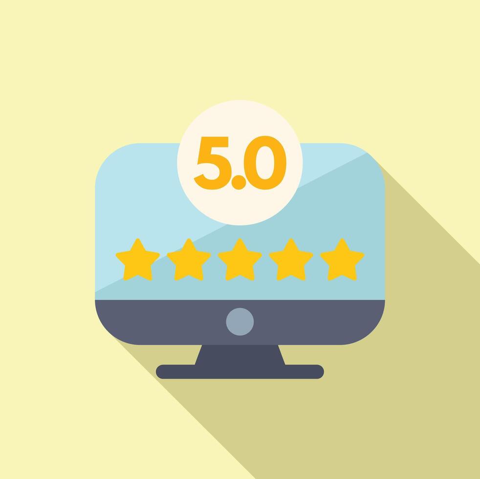 Five star rating online icon flat vector. Button star patron vector