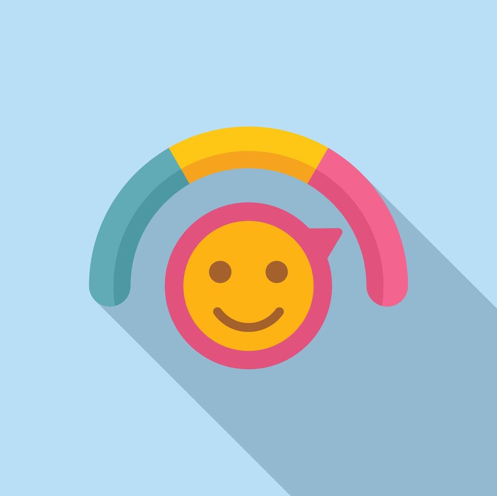 Satisfaction emoji level icon flat vector. User rank meter vector