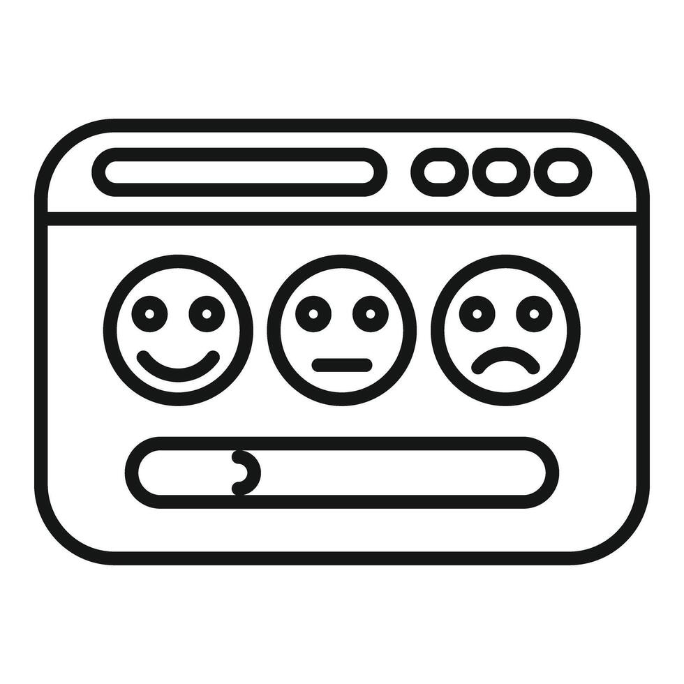 Online web survey icon outline vector. Smiley fail emoji vector
