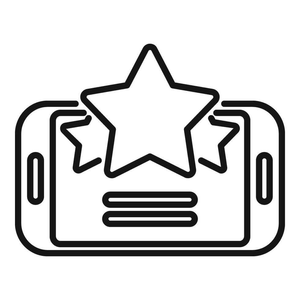Online smartphone rating icon outline vector. Star button rank vector