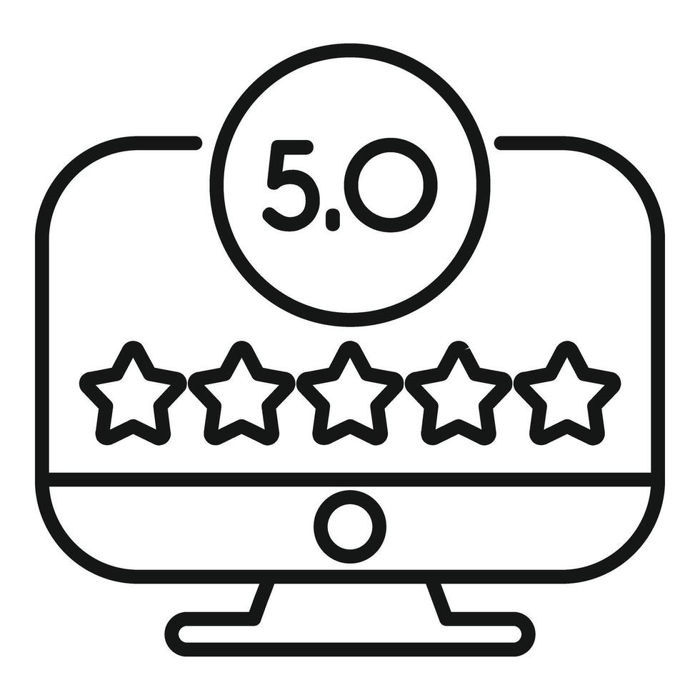 Five star rating online icon outline vector. Button star patron vector
