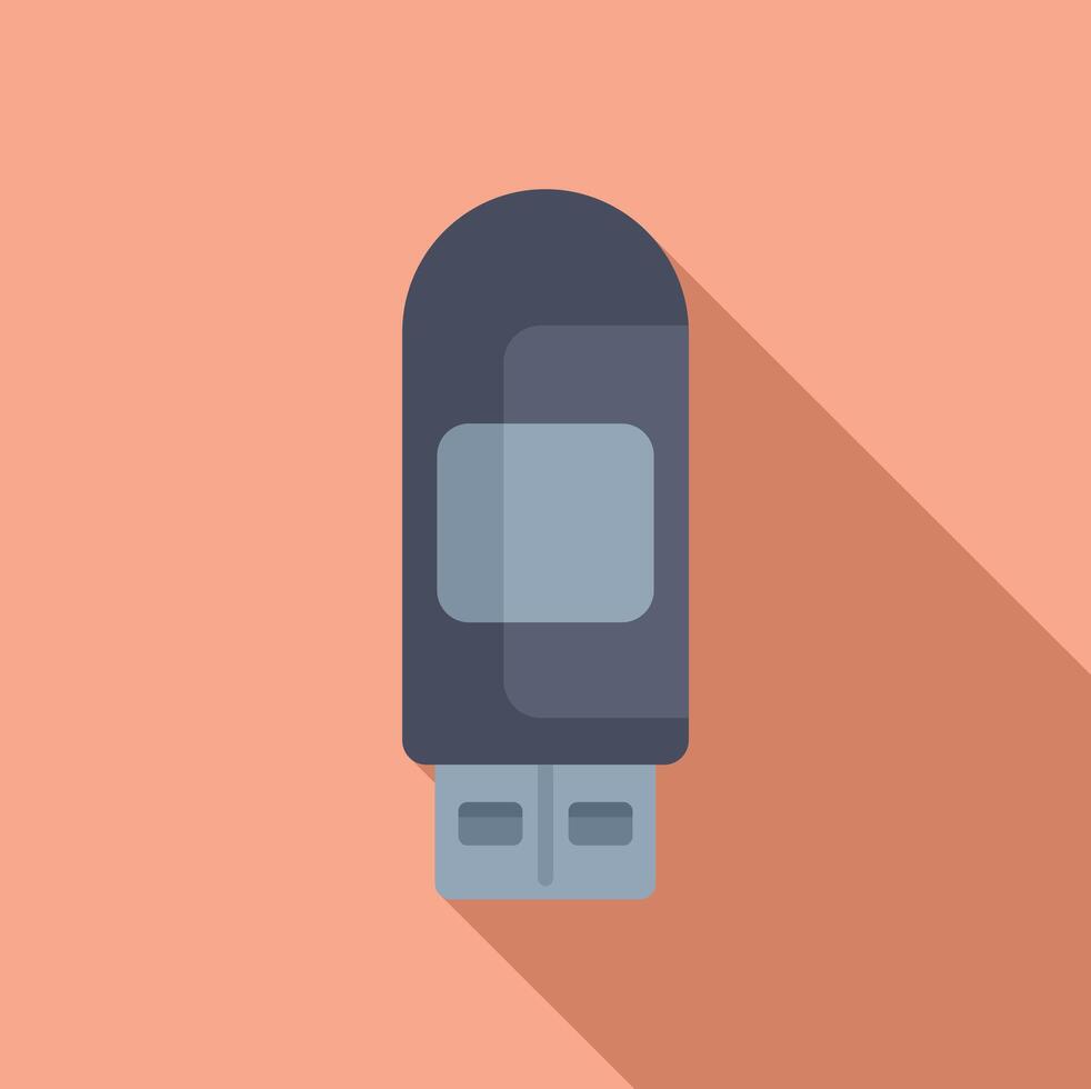 Usb flash with password icon flat vector. Phone id process vector