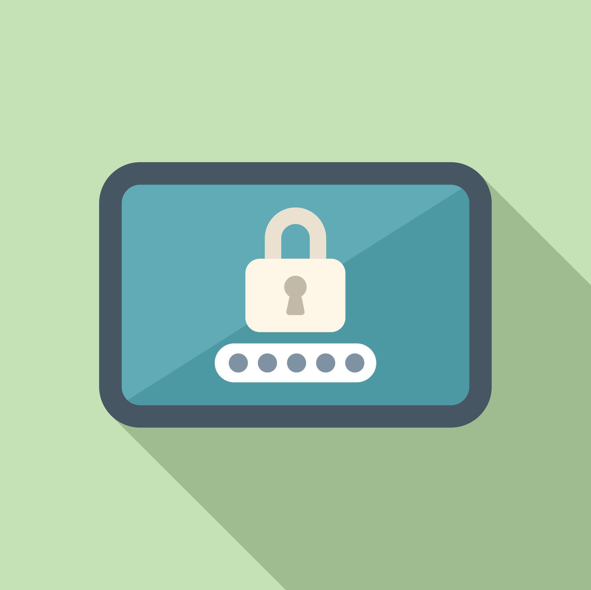 Tablet enter passcode icon flat vector. Access computer 42522980 Vector ...