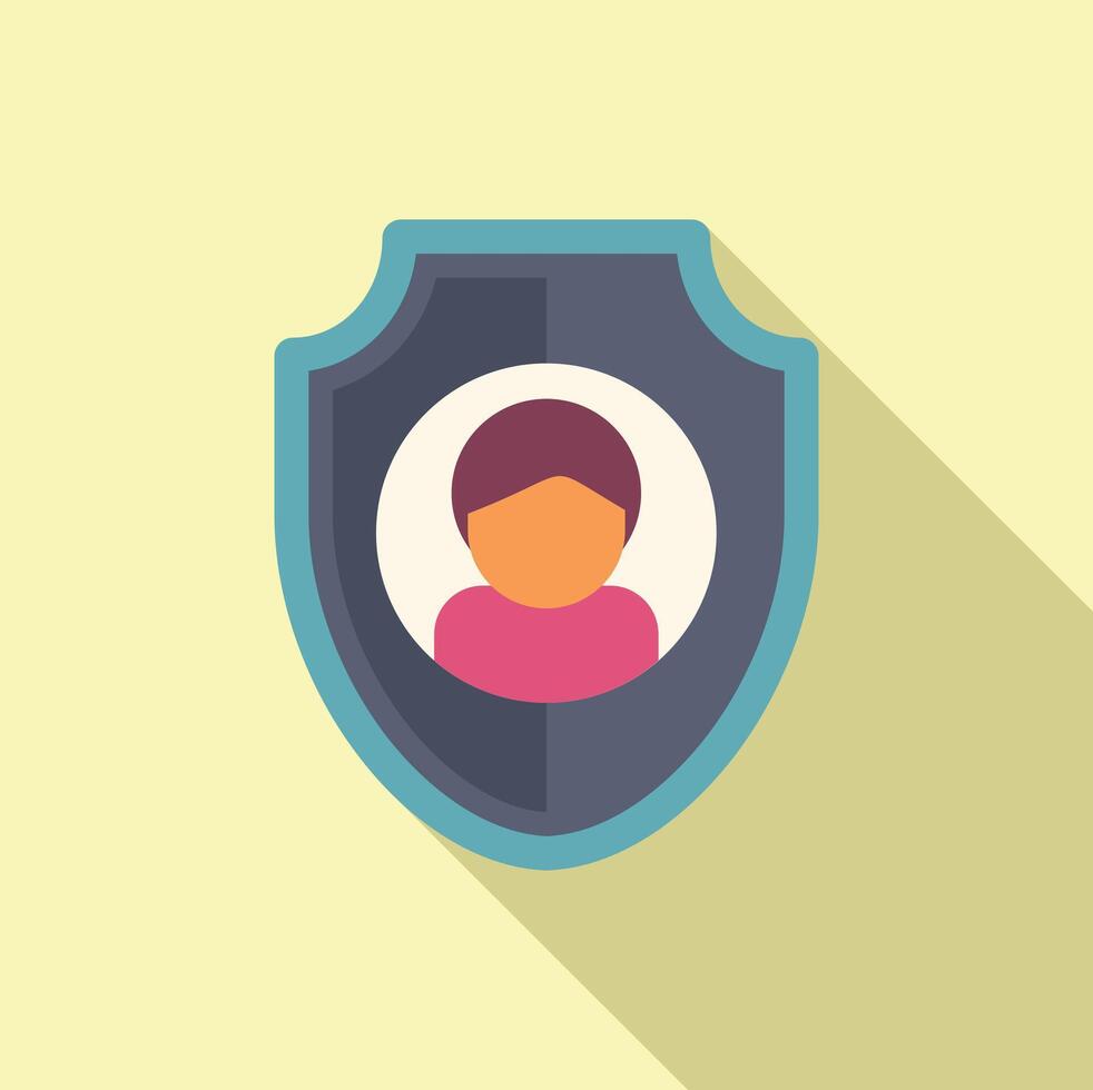 Secured user shield icon flat vector. Two factor authentication vector