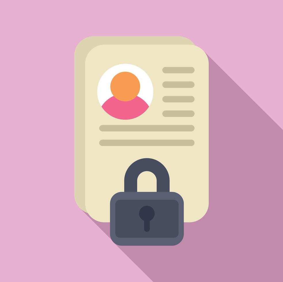 Lock online document icon flat vector. Password access process vector