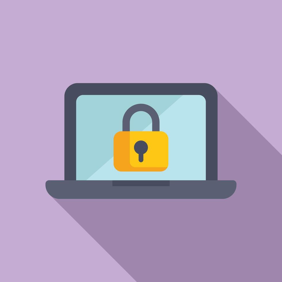 Secured online laptop icon flat vector. Message internet vector