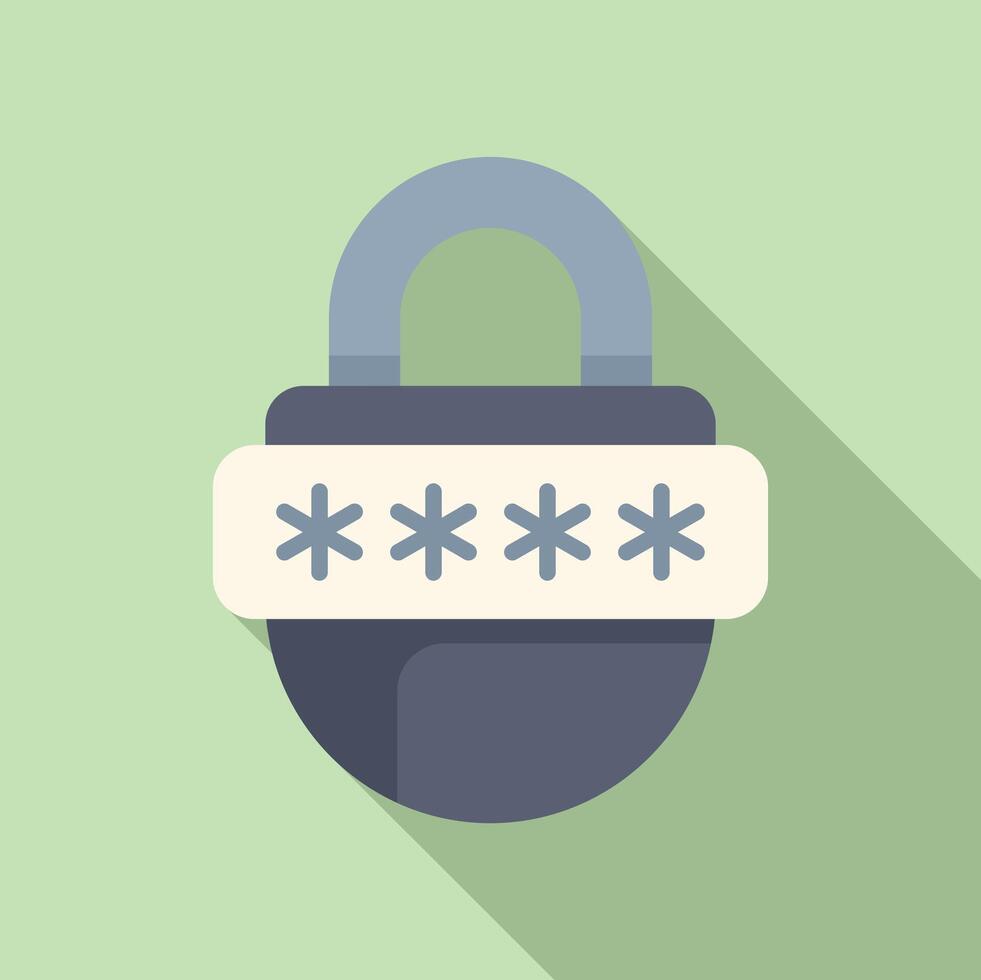 Lock online data icon flat vector. Access learning vector