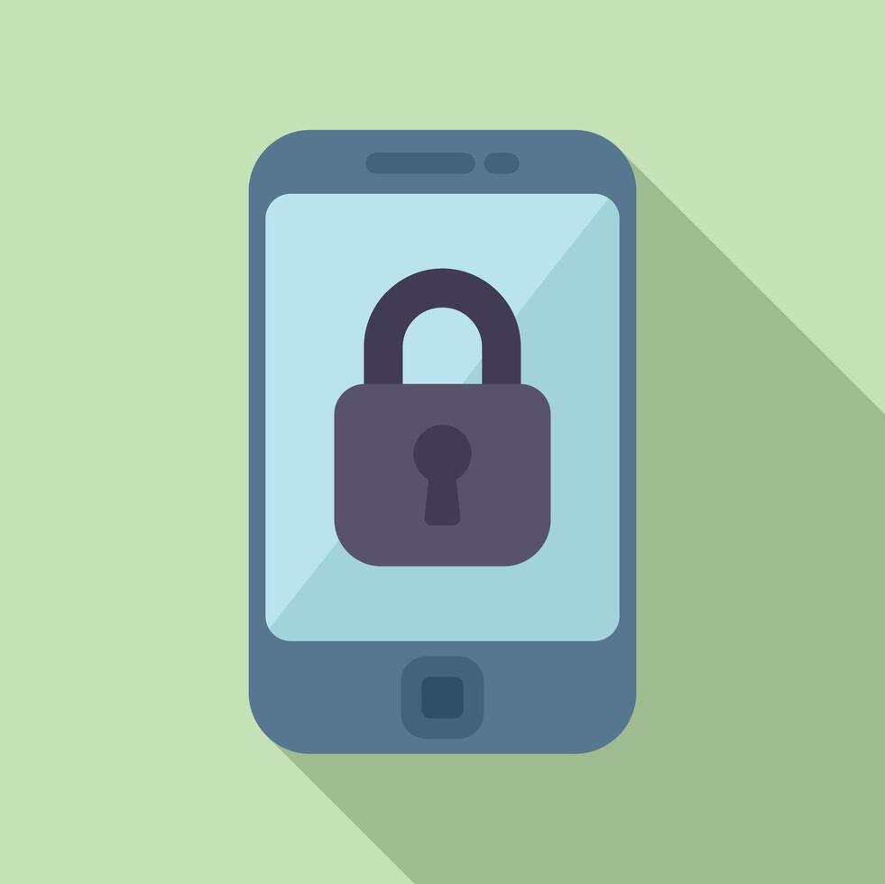 Lock secured phone icon flat vector. Id process multifactor vector