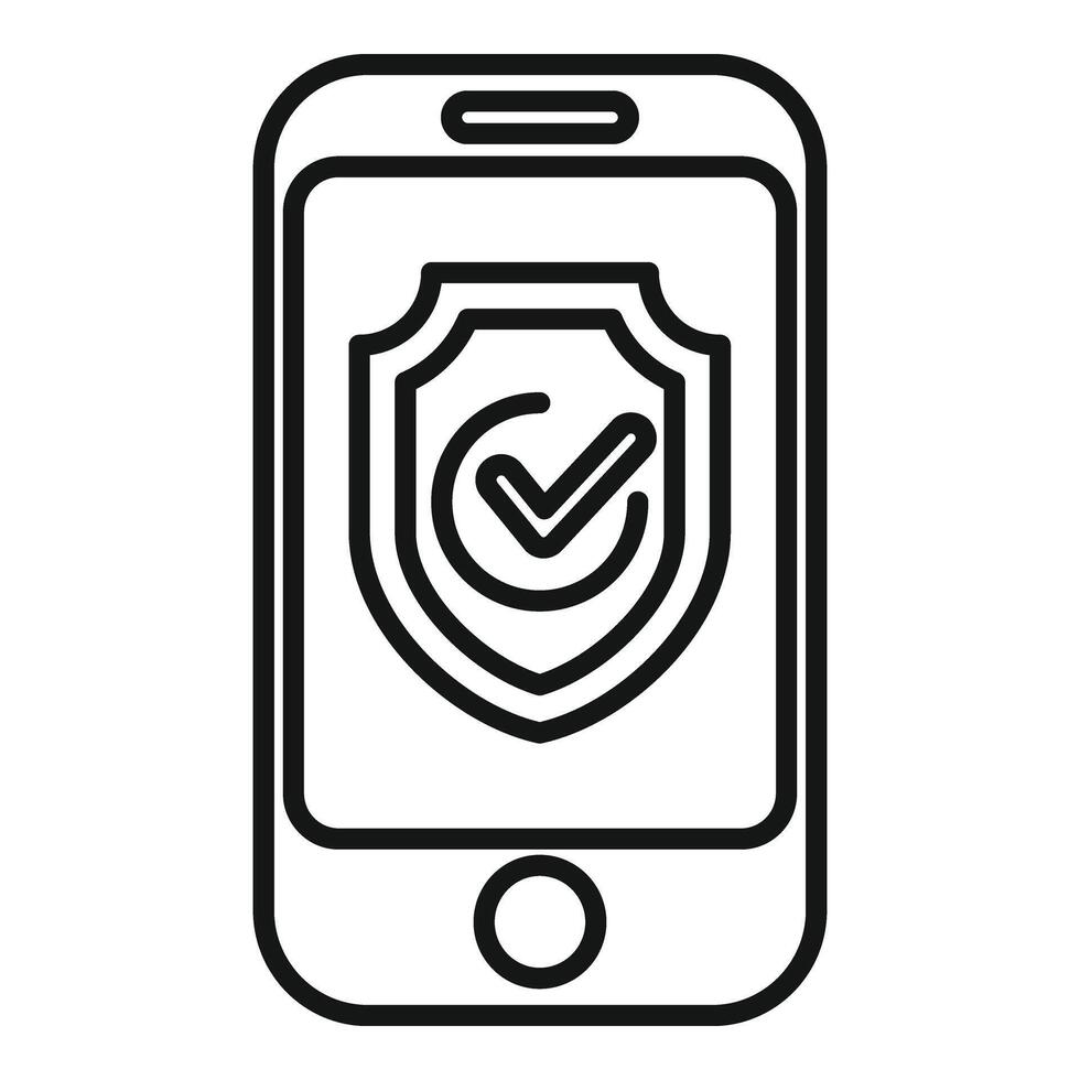 Phone protection shield icon outline vector. Online password vector