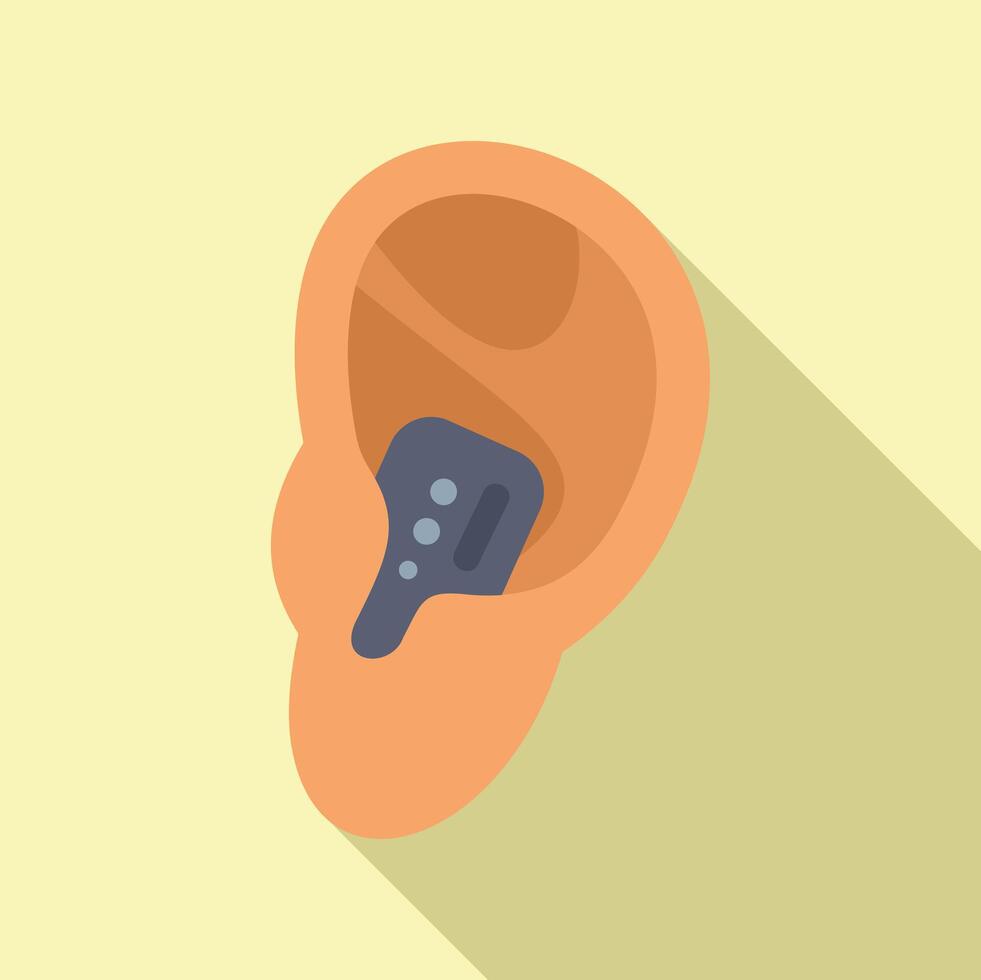 Deafness hearing implant icon flat vector. Ear new model vector