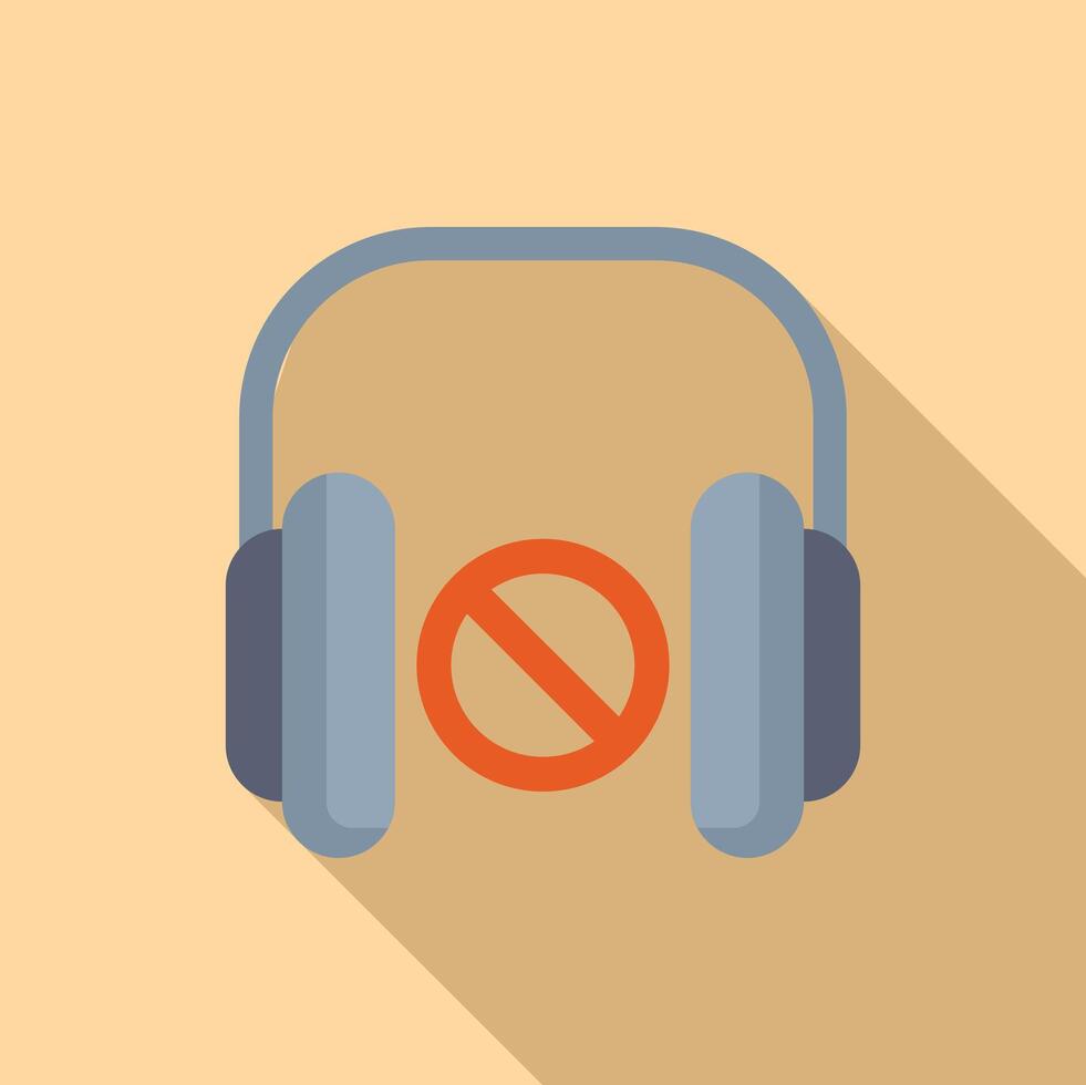 No sound headphones icon flat vector. Acoustic apparatus vector