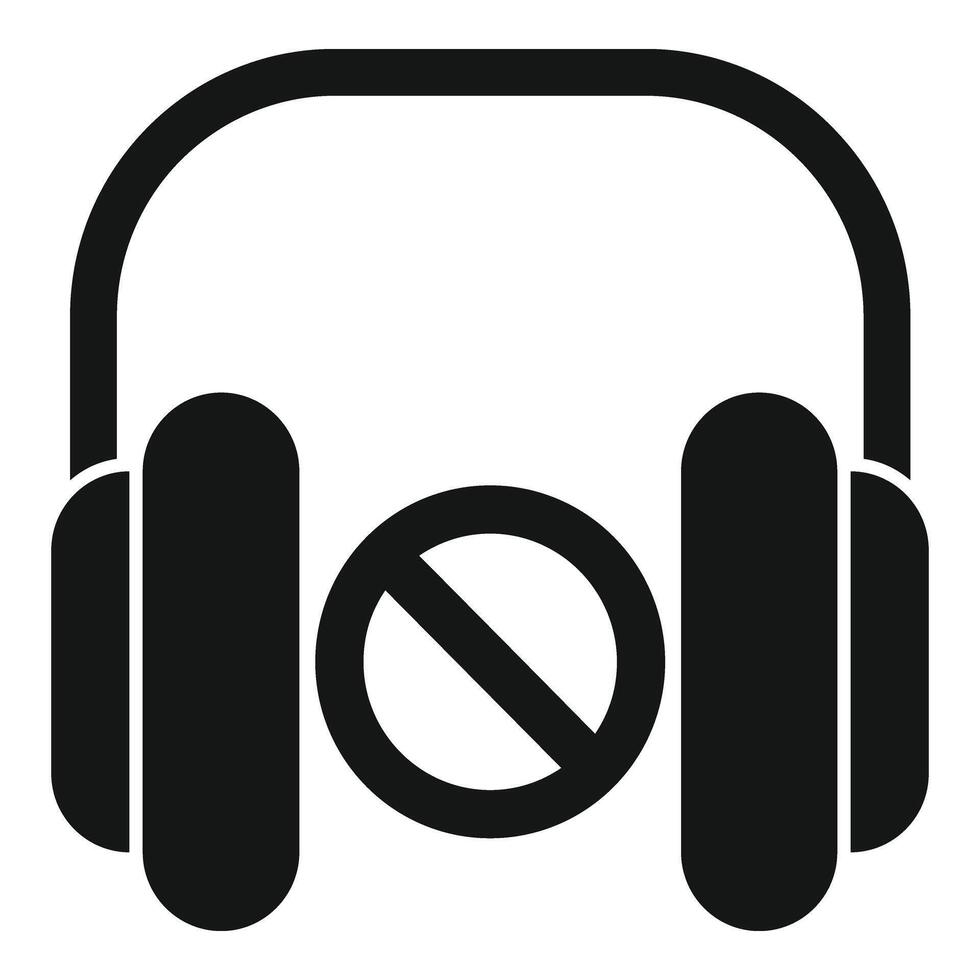 No sound headphones icon simple vector. Acoustic apparatus vector