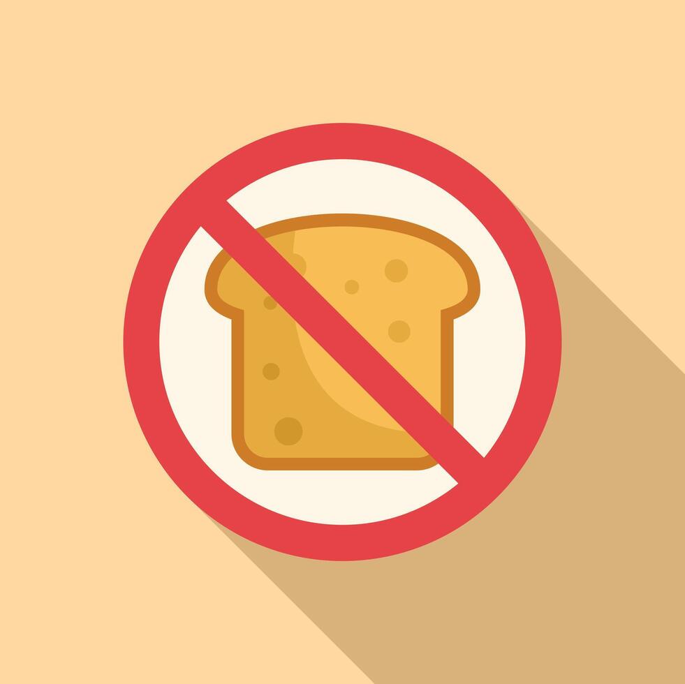 Restricted bread eat icon flat vector. Gluten intolerance vector