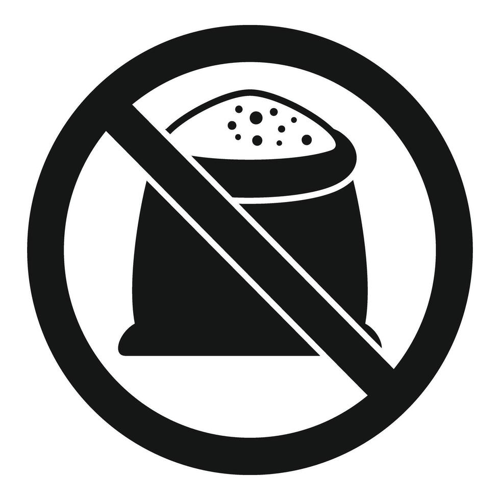 Bakery flour sack restricted icon simple vector. Gluten intolerance vector