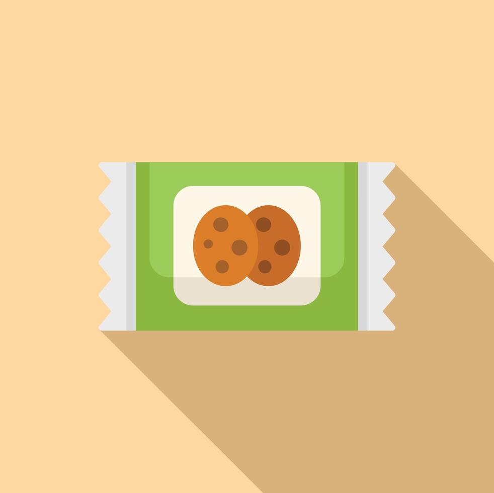 Snack cookies pack icon flat vector. Cereal food vector