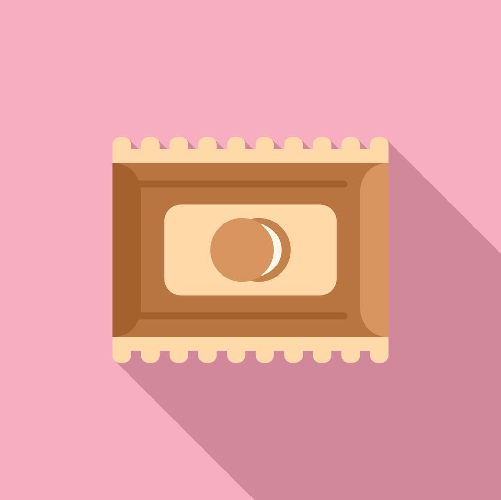 Cream cookie food icon flat vector. Snack pack sweet vector