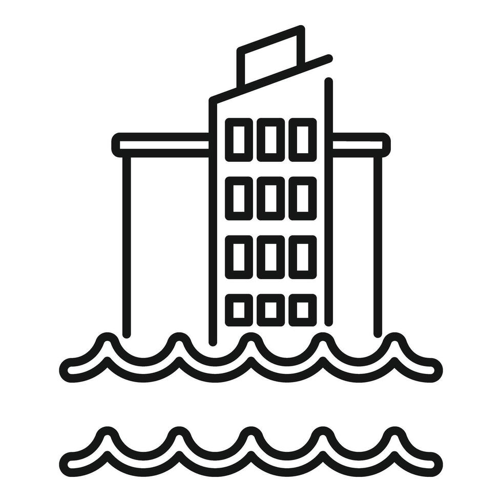 Flood problem city icon outline vector. Climate change disasters vector