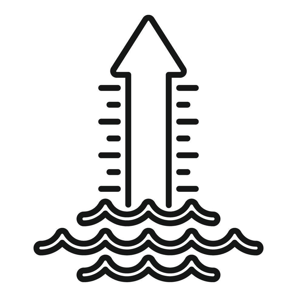 Sea level coast icon outline vector. Warming effect vector