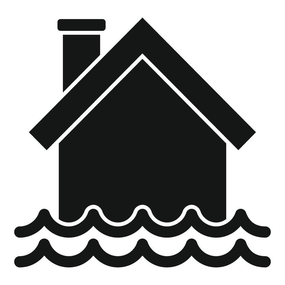 House in flood icon simple vector. Global climate change vector