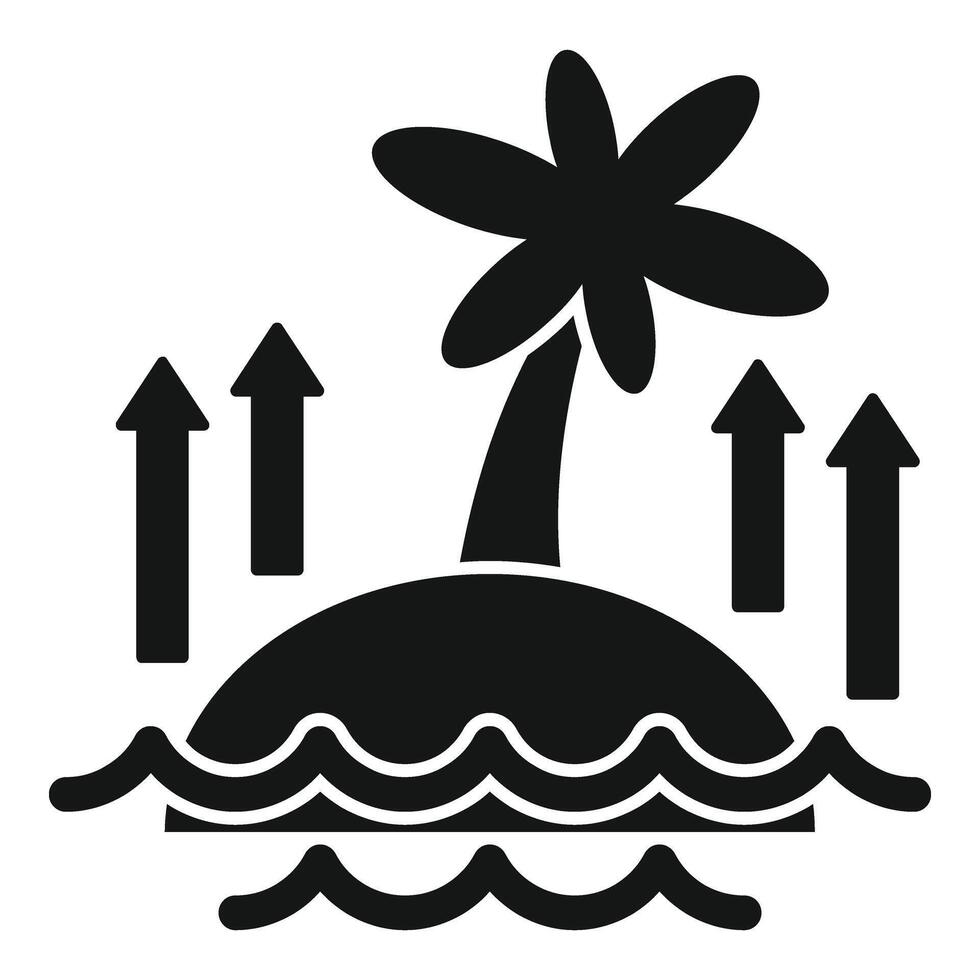 Sea level rise on island icon simple vector. Climate change vector