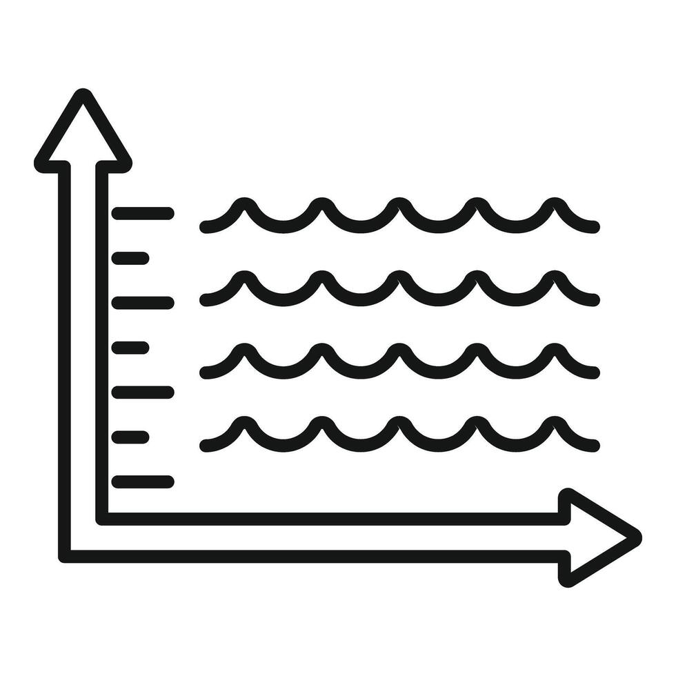 Sea level rise graphic icon outline vector. Climate disaster vector