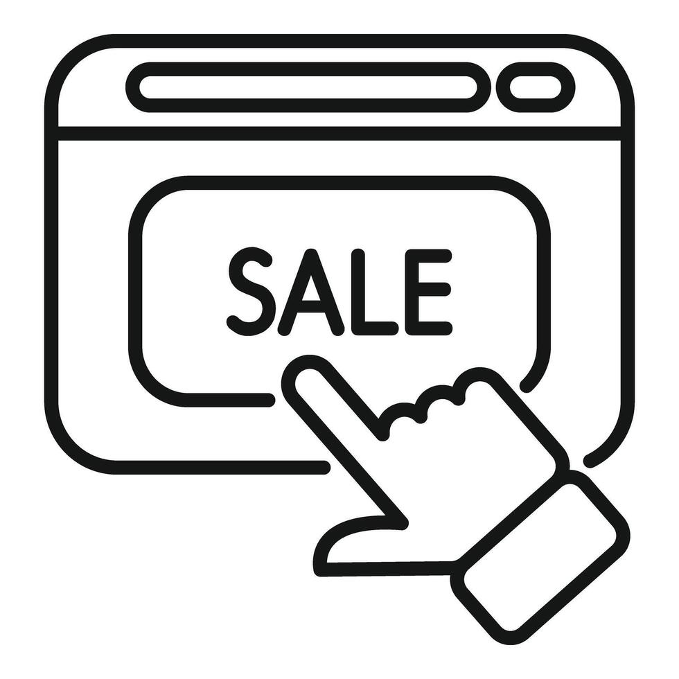 Click on sale banner icon outline vector. Buy market order vector
